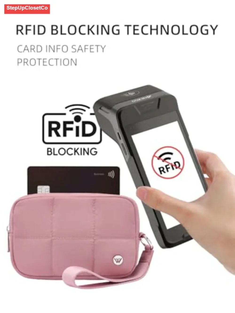 Quilted Nylon Puffer Wristlet Wallet RFID Blocking Phone Wallet with Card Slots